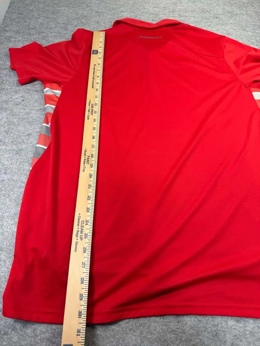 Oakley Polo Shirt Size XL Red Striped Golf Short Sleeve